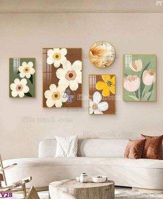 File tranh quảng cáo File tranh đồng hồ nhiều tấm V28 (download file gốc)