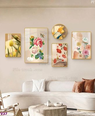 Tệp tin gốc File tranh đồng hồ nhiều tấm V37 (dùng cho in ấn) chuyên nghiệp