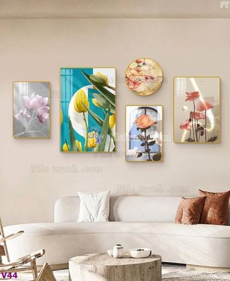 Tải file gốc File tranh đồng hồ nhiều tấm V44 (bản PSD) chỉnh sửa được