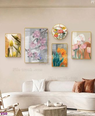 File tranh quảng cáo File tranh đồng hồ nhiều tấm V50 (download file gốc)