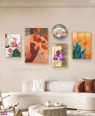 File ảnh File tranh đồng hồ nhiều tấm V52 (gốc) in biển hiệu