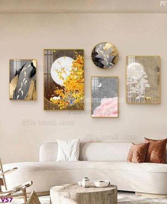 File gốc File tranh đồng hồ nhiều tấm V57 (in mica) cắt laser