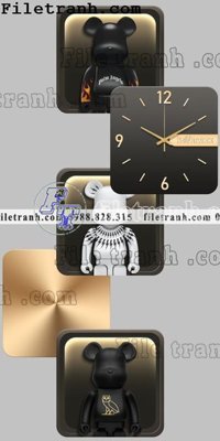 File gốc tranh dong ho gau kieu moi 509 (chủ đề hiện đại) trang trí