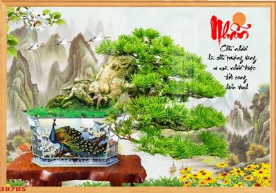 File in trần File tranh chậu mai bonsai 387BS (bản gốc) 5D