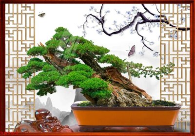 Tải file gốc File tranh chậu mai bonsai 397BS (in khổ lớn) không vỡ