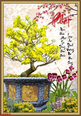 Tải file File tranh chậu mai bonsai 398BS (ảnh gốc) in tráng gương