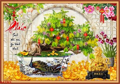 File tranh File tranh chậu mai bonsai 447BS (gốc) chủ đề tĩnh vật