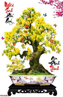 File tranh gốc File tranh chậu mai bonsai 466BS (bản quyền) độc đáo