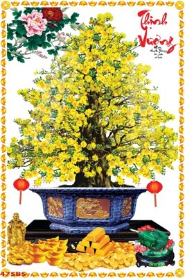 File gốc File tranh chậu mai bonsai 475BS (in mica) làm quà tặng