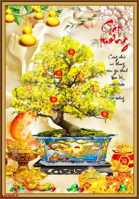 Hình ảnh file gốc in trần nhà File tranh chậu mai bonsai 489BS