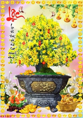File tranh File tranh chậu mai bonsai 491BS (gốc) in film
