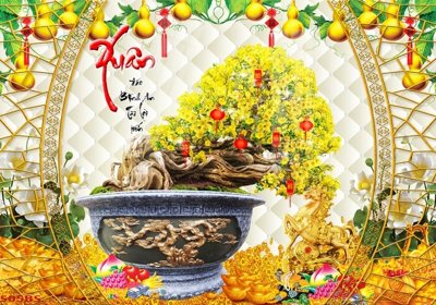 File ảnh File tranh chậu mai bonsai 505BS (gốc) in decal dán tường