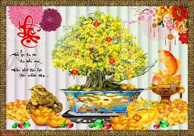 File in trần File tranh chậu mai bonsai 513BS (file gốc) hoa văn 3D