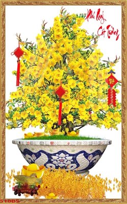 File gốc in tráng gương File tranh chậu mai bonsai 518BS chi tiết