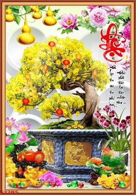 File gốc File tranh chậu mai bonsai 522BS (chuẩn CMYK) cho nhà in