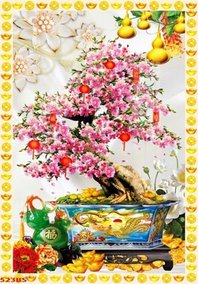 File in trần File tranh chậu mai bonsai 523BS (bản gốc) trời sao