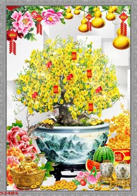 File in mica File tranh chậu mai bonsai 524BS (bản gốc) sắc sảo