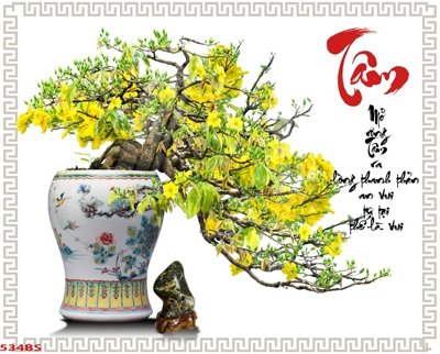 File PSD File tranh chậu mai bonsai 534BS (gốc) cho in quảng cáo