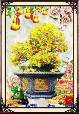 Download file gốc File tranh chậu mai bonsai 538BS (in mica) trang trí