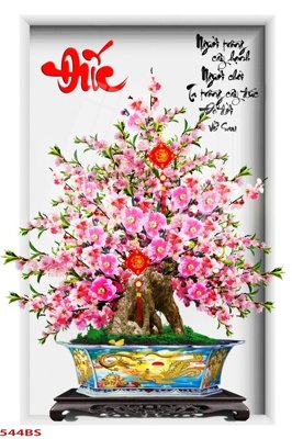 File tranh gốc File tranh chậu mai bonsai 544BS (sắc nét từng chi tiết)