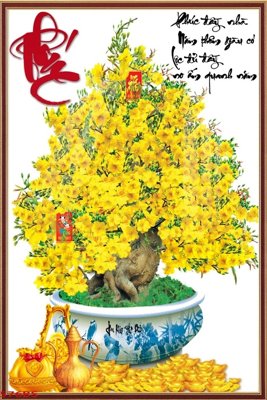 File tranh File tranh chậu mai bonsai 576BS (ảnh gốc) in trần nhà