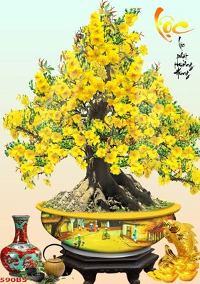 File tranh quảng cáo File tranh chậu mai bonsai 590BS (download file gốc)