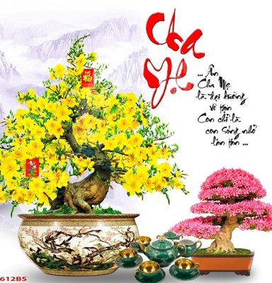 File tranh PSD File tranh chậu mai bonsai 612BS chất lượng cao