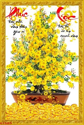 File tranh PSD File tranh chậu mai bonsai 616BS chất lượng cao