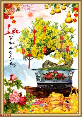 File gốc File tranh chậu mai bonsai 623BS cho in ấn và thiết kế