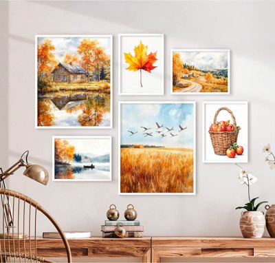 File tranh File tranh bộ nhiều tấm in nhà hàng khách sạn tối giản A1049 (gốc) in trên kính