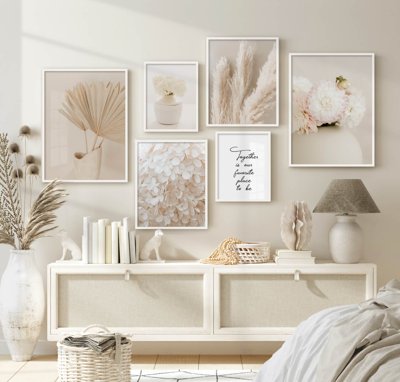 File tranh in trần 3D File tranh bộ nhiều tấm in nhà hàng khách sạn tối giản A1137 (ảnh gốc)