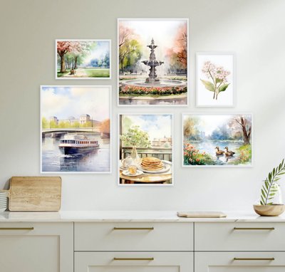 File gốc File tranh bộ nhiều tấm in nhà hàng khách sạn tối giản A1216 (in mica) cắt laser