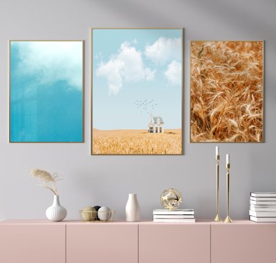 File gốc File tranh bộ nhiều tấm in nhà hàng khách sạn tối giản A1234 (in lụa) tranh thuận buồm