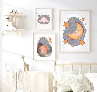 Ảnh gốc File tranh bộ nhiều tấm in nhà hàng khách sạn tối giản A1266 (nét căng) in mica