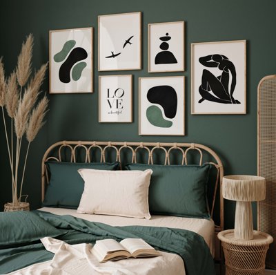 Ảnh gốc File tranh bộ nhiều tấm in nhà hàng khách sạn tối giản A1303 (nét căng) in mica