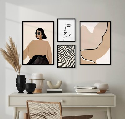 File gốc File tranh bộ nhiều tấm in nhà hàng khách sạn tối giản A1326 (cho in UV) siêu nét