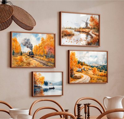 Hình ảnh file gốc File tranh bộ nhiều tấm in nhà hàng khách sạn tối giản A1335 cho in UV