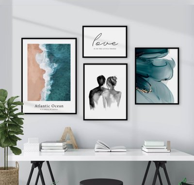 File tranh File tranh bộ nhiều tấm in nhà hàng khách sạn tối giản A1370 (bản gốc) in lụa 3D