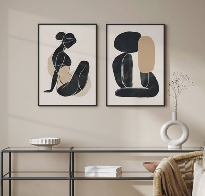 Ảnh gốc file in lụa File tranh bộ nhiều tấm in nhà hàng khách sạn tối giản A1395 chi tiết