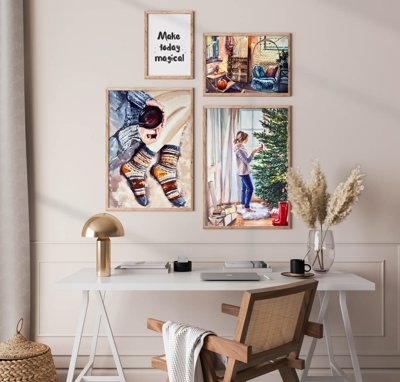 File ảnh gốc File tranh bộ nhiều tấm in nhà hàng khách sạn tối giản A1401 (chuyên in mica)