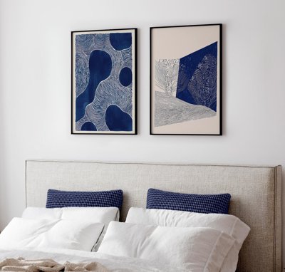 File tranh in trần 3D File tranh bộ nhiều tấm in nhà hàng khách sạn tối giản A1481 (ảnh gốc)