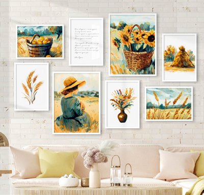 File gốc File tranh bộ nhiều tấm in nhà hàng khách sạn tối giản A1655 (in ấn) không giới hạn