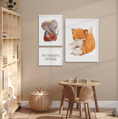 File gốc File tranh bộ nhiều tấm in nhà hàng khách sạn tối giản A1662 (trang trí) phòng trẻ em