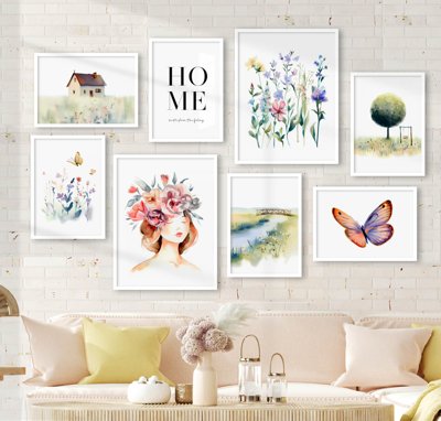 File gốc in tráng gương File tranh bộ nhiều tấm in nhà hàng khách sạn tối giản A1672 chi tiết