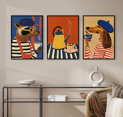 File tranh gốc File tranh bộ nhiều tấm in nhà hàng khách sạn tối giản A1756 chủ đề hiện đại