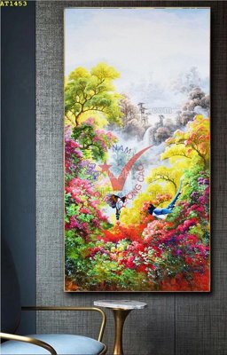 File gốc File tranh hiện đại Sơn Dầu AT1453 (in tráng gương) ốp tường