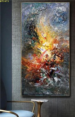 File gốc File tranh hiện đại Sơn Dầu AT1471 (in lụa) trang trí tường