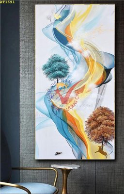 Download file gốc File tranh hiện đại Sơn Dầu AT1691 (in lụa) hoa lá