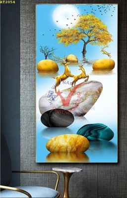 File gốc File tranh hiện đại Sơn Dầu AT2054 (in lụa) trang trí tường