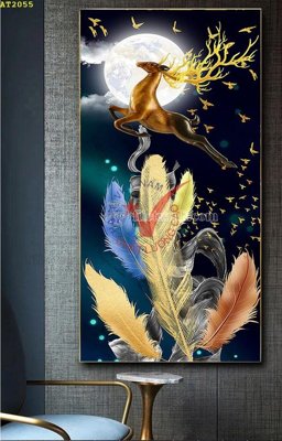 Download file gốc File tranh hiện đại Sơn Dầu AT2055 (in lụa) tranh 3D